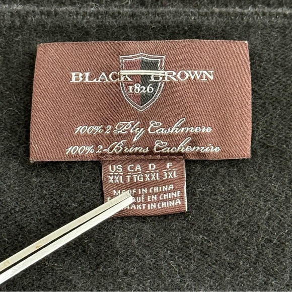 Black Brown 100% Cashmere V-Neck Sweater BLACK XXL - Picture 2 of 7